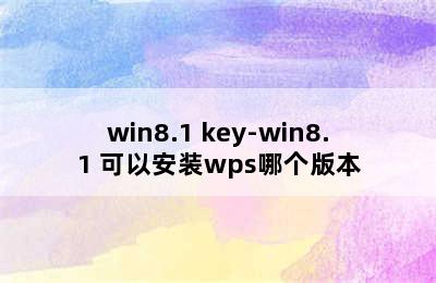 win8.1 key-win8.1 可以安装wps哪个版本